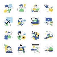 Trendy Collection of Learning Hand Drawn Illustrations vector