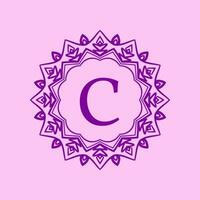 letter C mandala elegant circular border initial vector logo design