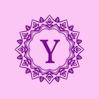 letter Y mandala elegant circular border initial vector logo design