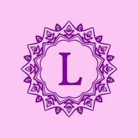 letter L mandala elegant circular border initial vector logo design