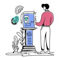 Man using contactless payments flat illustration in this graphic. technique is commonly used in infographics illustrations to make complex data more digestible visually appealing vector