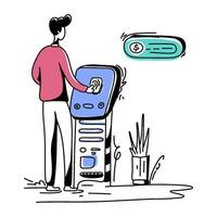 Man using contactless payments flat illustration in this graphic. technique is commonly used in infographics illustrations to make complex data more digestible visually appealing vector