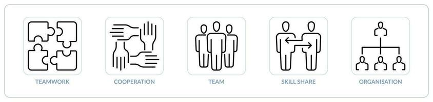 Teamwork sign icon set vector