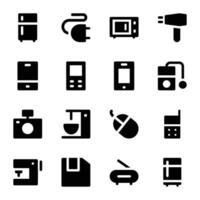 Set of Devices and Electronics Bold Glyph Icons vector