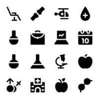 Pack of Hospital Accessories Bold Glyph Icons vector