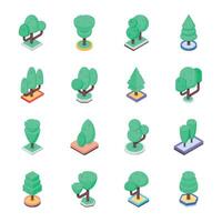 arboles isométrica icono vector