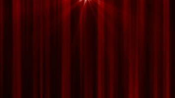 Abstract red curtain background in a theater or stage illuminated by spotlight lamps made of iridescent stripes and lines video