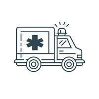 Ambulance vehicle line icon. First aid, emergency service. Urgent medical care concept. Isolated vector illustration.