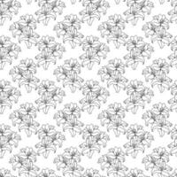 Seamless Pattern With Drawn Lilies vector