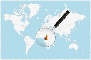 aumentador vaso demostración un mapa de Camerún en un mundo mapa. vector