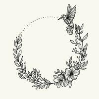 Frame with hummingbirds and flowers vector