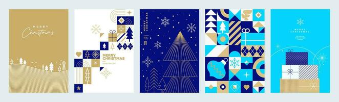 Business Merry Christmas and Happy New Year greeting cards. Set of vector illustrations for background, greeting card, party invitation card, website banner, social media banner, marketing material.