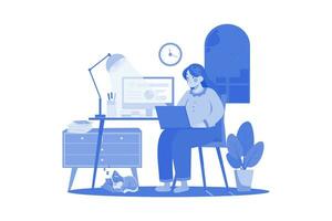 Late-Night Work Illustration concept on a white background vector