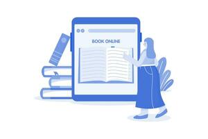 Online Book Reading Illustration concept on a white background vector