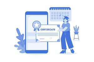 en línea certificado ilustración concepto en un blanco antecedentes vector