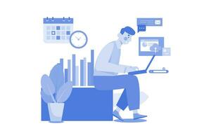 Man Working On Laptop Illustration concept on a white background vector