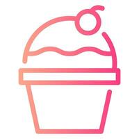 icono de gradiente de cupcake vector