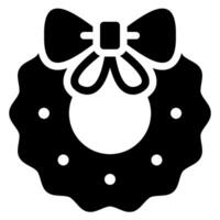 christmas wreath glyph icon vector