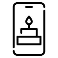 icono de línea de pastel de cumpleaños vector