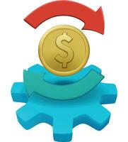 3d realistic cost of dollar icon. Process automation 3d Icon. vector