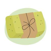 Handmade organic soap with natural ingredients. Vector flat Illustration. Aromatherapy and skin hygiene eco herbal cosmetics for bath