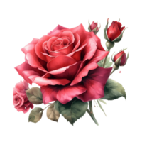 AI generated Red rose designed background png