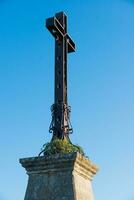 Big metal cross at Saint Frutos church site. Segovia photo