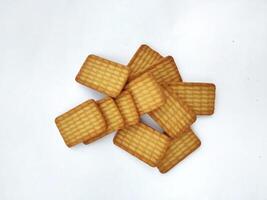 stack of butter biscuits on white background photo