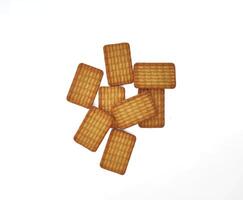 stack of butter biscuits on white background photo