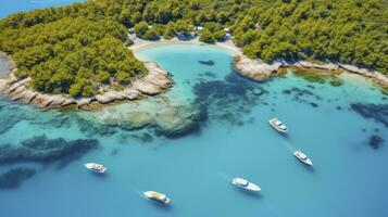 Aerial View Imagery of Exotic Coastal Retreats. Generative AI photo