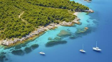 Unveiling the Majesty of Tropical Bays from Above. Generative AI photo