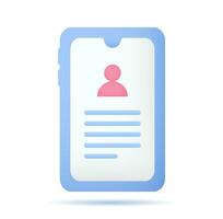 Icon smartphone screen with personal document, contract, task. vector