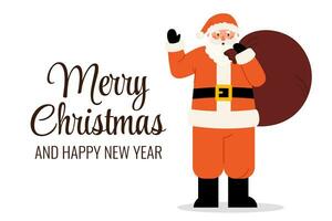 Merry Christmas and Happy New Year greeting card vector