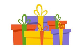 Gift box stack with bow vector
