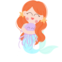 sirena, marina, bebé chica, dibujos animados png