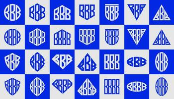 Modern line abstract shape letter B BBB BBBB logo design set vector