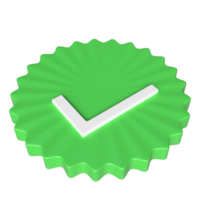 3D White Tick on Green Star Shape - Symbol of Achievement and Success png