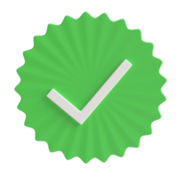 3D White Tick on Green Star Shape - Symbol of Achievement and Success png