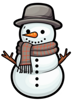 AI generated Snowman cartoon illustration on transparent background png