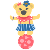 Circus Bear, Bear with ball Illustration png