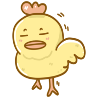 Cute yellow chicken cartoon character png