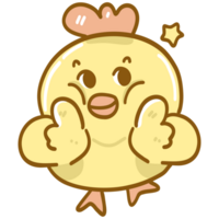 Cute yellow chicken cartoon character png