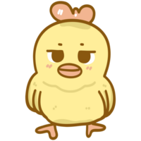 Cute yellow chicken cartoon character png