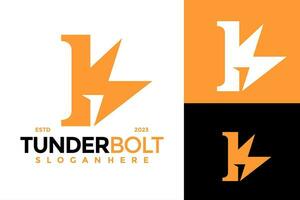 Letter K Tunder Bolt Logo design vector symbol icon illustration