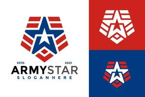 letra w americano estrella ala logo diseño vector símbolo icono ilustración