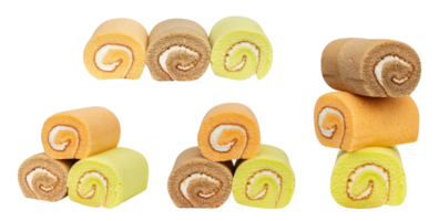 Collection set colorful roll cake png