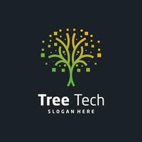 Tree tech design element vector icon with creative concept idea