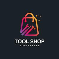 Tool shop design element vector icon with creative concept idea