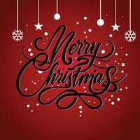 Merry Christmas lettering on a red background vector