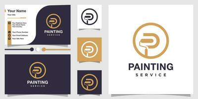 Paint with letter P design element vector icon with creative idea for business person